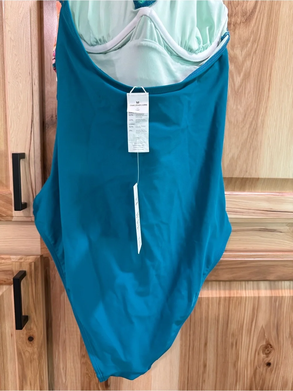 New! Cupshe Teal Floral Tropical Halter One-Piece Swimsuit Size M
